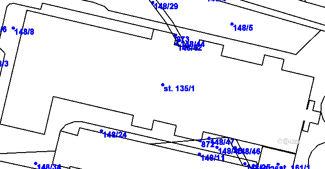 Parcela st. 135/1 v KÚ Chříč, Katastrální mapa