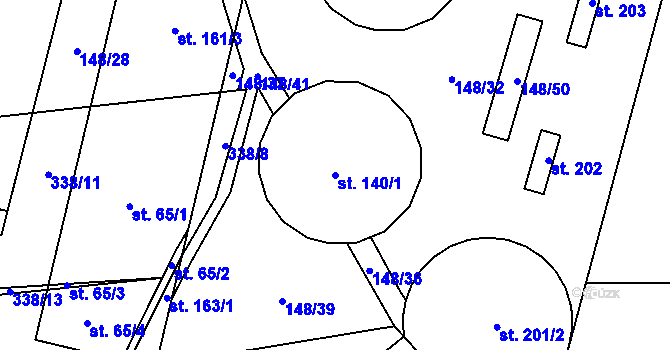 Parcela st. 140/1 v KÚ Chříč, Katastrální mapa