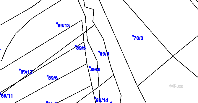 Parcela st. 69/3 v KÚ Chříč, Katastrální mapa