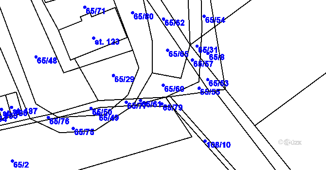 Parcela st. 65/60 v KÚ Chříč, Katastrální mapa