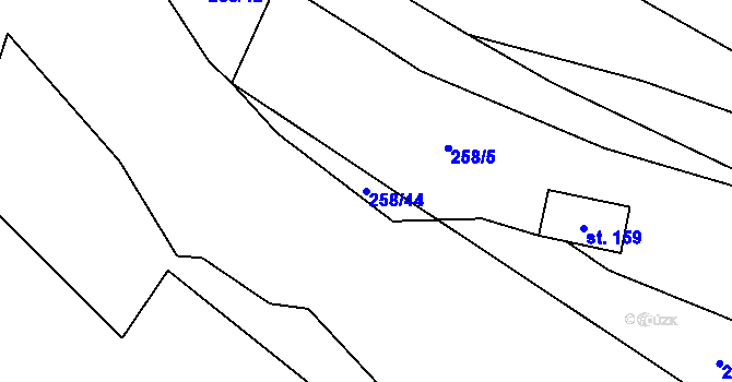 Parcela st. 258/44 v KÚ Chříč, Katastrální mapa