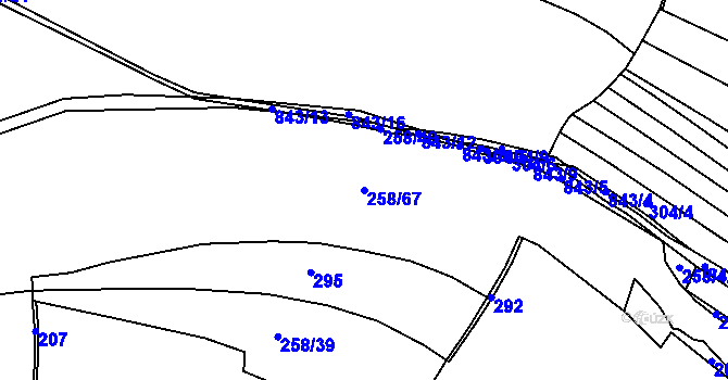 Parcela st. 258/67 v KÚ Chříč, Katastrální mapa