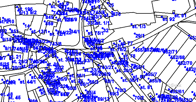 Parcela st. 764/35 v KÚ Chříč, Katastrální mapa
