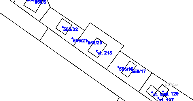Parcela st. 213 v KÚ Chříč, Katastrální mapa