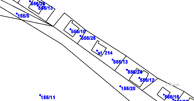 Parcela st. 214 v KÚ Chříč, Katastrální mapa