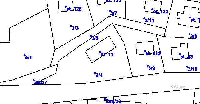 Parcela st. 11 v KÚ Lhota u Chříče, Katastrální mapa