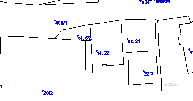 Parcela st. 22 v KÚ Lhota u Chříče, Katastrální mapa