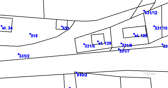 Parcela st. 331/5 v KÚ Lhota u Chříče, Katastrální mapa