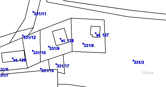 Parcela st. 331/8 v KÚ Lhota u Chříče, Katastrální mapa
