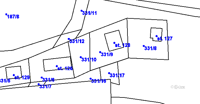 Parcela st. 331/9 v KÚ Lhota u Chříče, Katastrální mapa