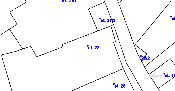 Parcela st. 22 v KÚ Slatina u Chříče, Katastrální mapa