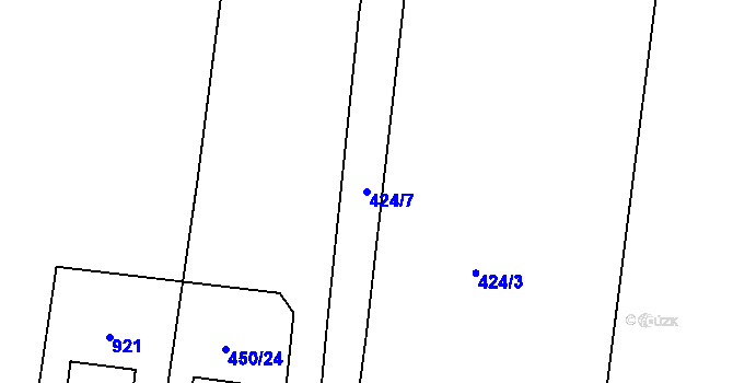 Parcela st. 424/7 v KÚ Slatina u Chříče, Katastrální mapa