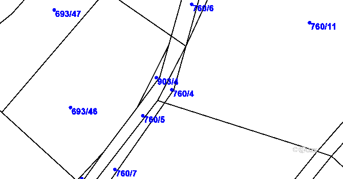 Parcela st. 760/4 v KÚ Slatina u Chříče, Katastrální mapa