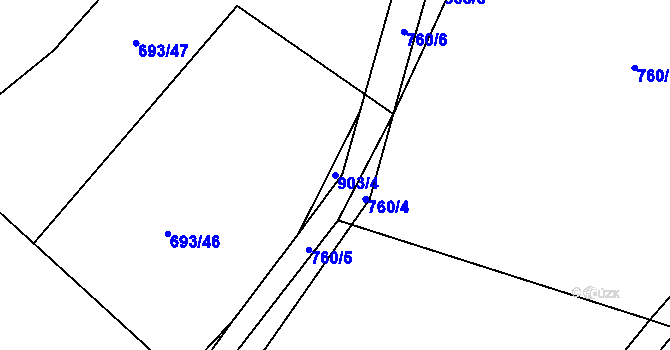 Parcela st. 903/4 v KÚ Slatina u Chříče, Katastrální mapa