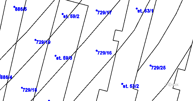 Parcela st. 729/16 v KÚ Slatina u Chříče, Katastrální mapa