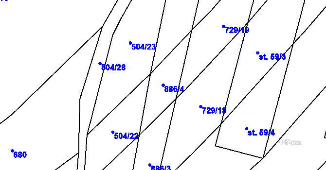 Parcela st. 886/4 v KÚ Slatina u Chříče, Katastrální mapa