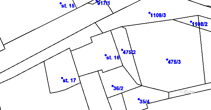 Parcela st. 16 v KÚ Studená u Chříče, Katastrální mapa