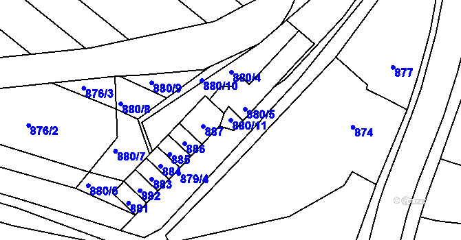 Parcela st. 880/11 v KÚ Chudčice, Katastrální mapa