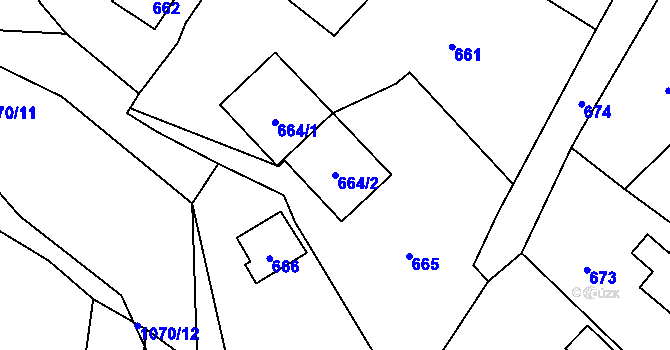 Parcela st. 664/2 v KÚ Chudčice, Katastrální mapa