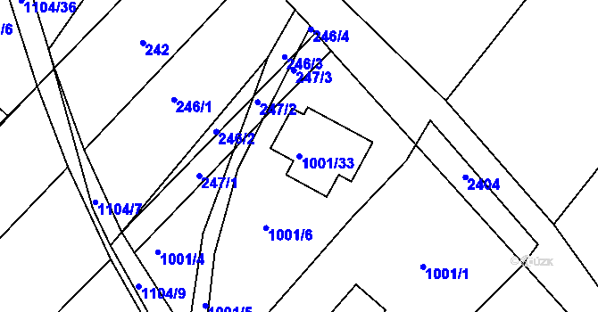 Parcela st. 1001/33 v KÚ Chudčice, Katastrální mapa