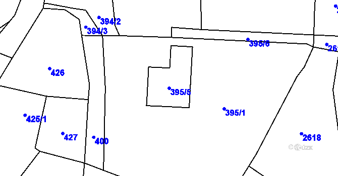 Parcela st. 395/5 v KÚ Chudčice, Katastrální mapa