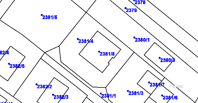 Parcela st. 2381/8 v KÚ Chudčice, Katastrální mapa