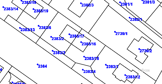 Parcela st. 2383/16 v KÚ Chudčice, Katastrální mapa