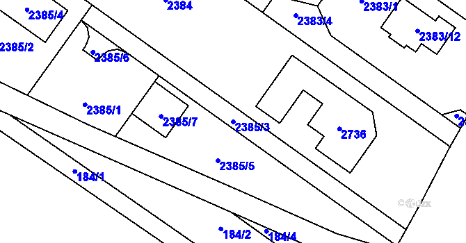 Parcela st. 2385/3 v KÚ Chudčice, Katastrální mapa