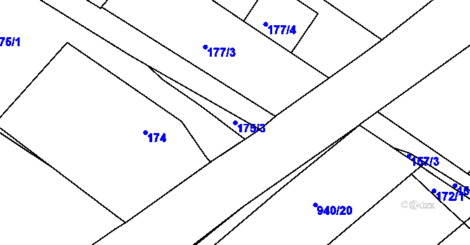 Parcela st. 175/3 v KÚ Chudčice, Katastrální mapa