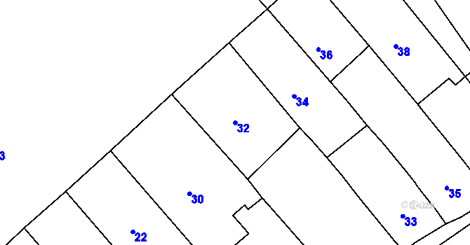 Parcela st. 32 v KÚ Chudčice, Katastrální mapa