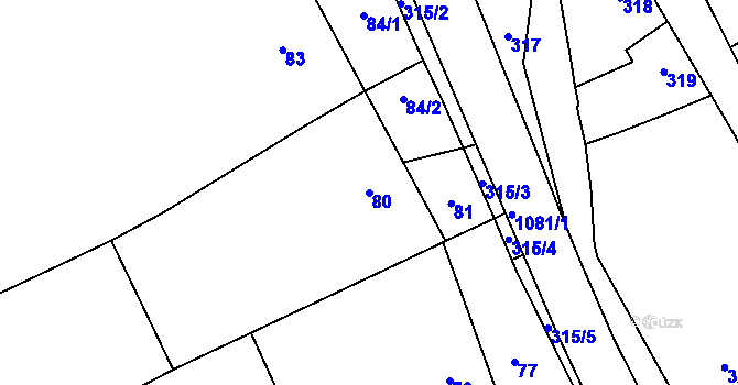 Parcela st. 80 v KÚ Chudčice, Katastrální mapa