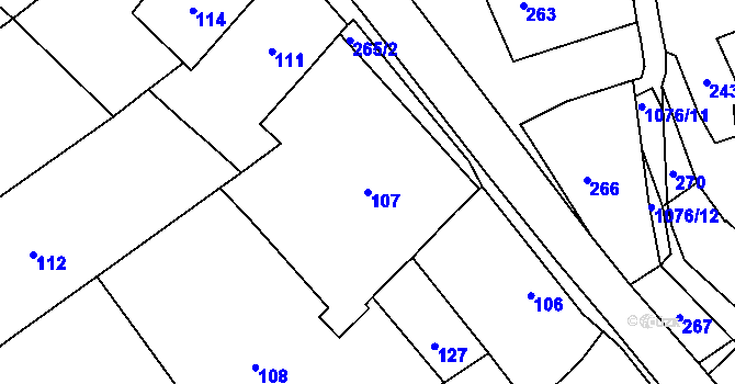 Parcela st. 107 v KÚ Chudčice, Katastrální mapa