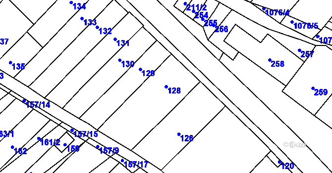Parcela st. 128 v KÚ Chudčice, Katastrální mapa