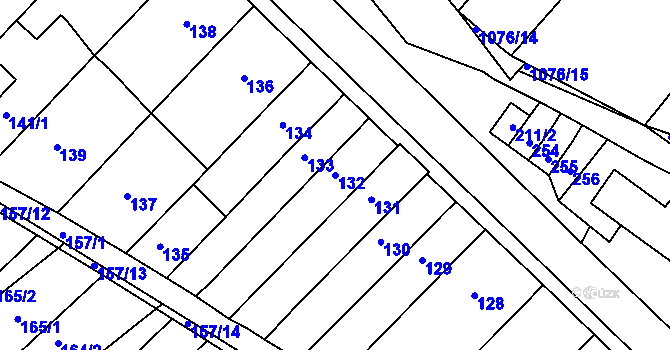 Parcela st. 132 v KÚ Chudčice, Katastrální mapa