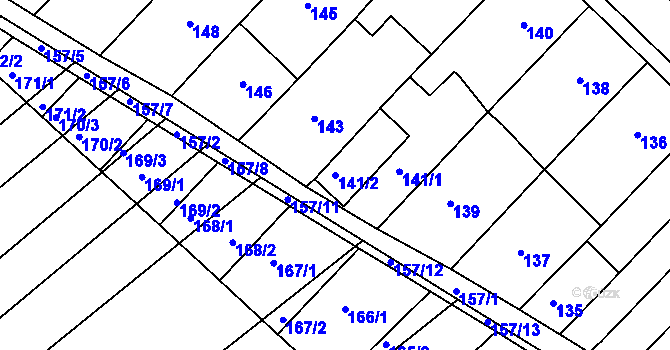Parcela st. 141/2 v KÚ Chudčice, Katastrální mapa
