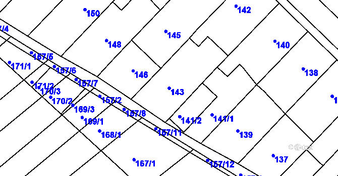 Parcela st. 143 v KÚ Chudčice, Katastrální mapa