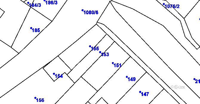 Parcela st. 153 v KÚ Chudčice, Katastrální mapa