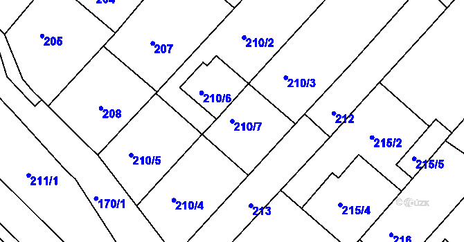 Parcela st. 210/7 v KÚ Chudčice, Katastrální mapa