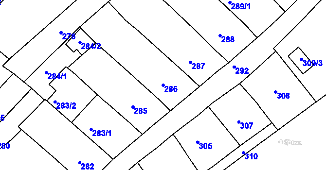 Parcela st. 286 v KÚ Chudčice, Katastrální mapa