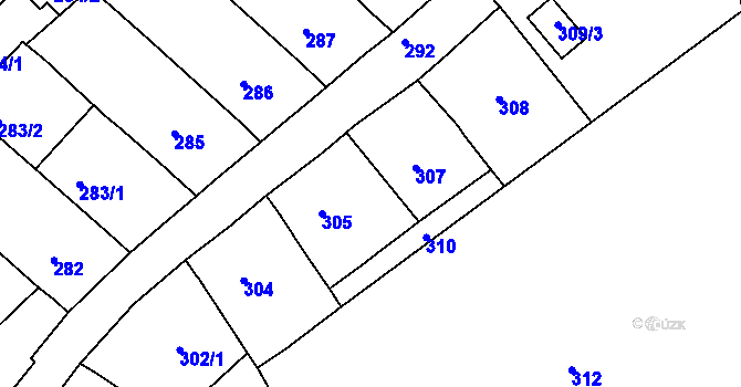 Parcela st. 306 v KÚ Chudčice, Katastrální mapa