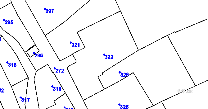 Parcela st. 322 v KÚ Chudčice, Katastrální mapa