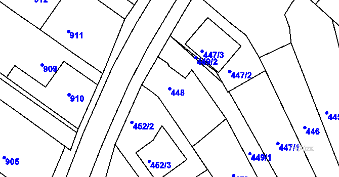 Parcela st. 448 v KÚ Chudčice, Katastrální mapa