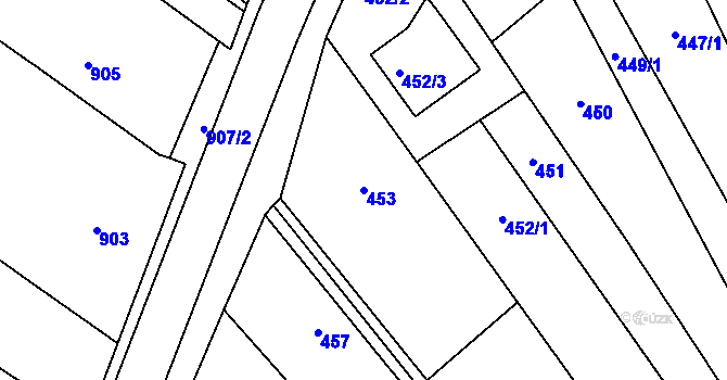 Parcela st. 453 v KÚ Chudčice, Katastrální mapa