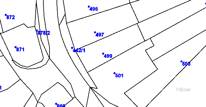 Parcela st. 499 v KÚ Chudčice, Katastrální mapa