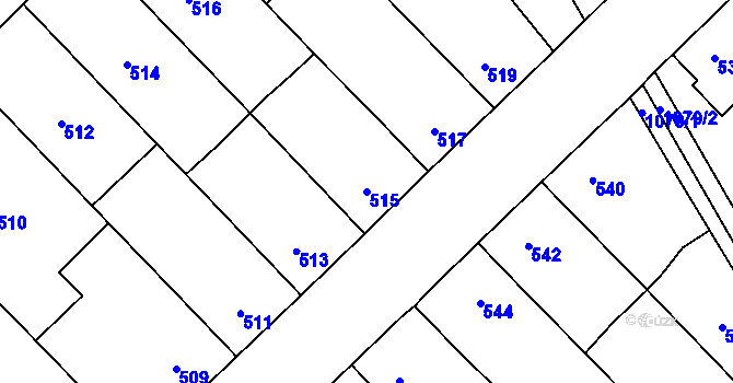 Parcela st. 515 v KÚ Chudčice, Katastrální mapa