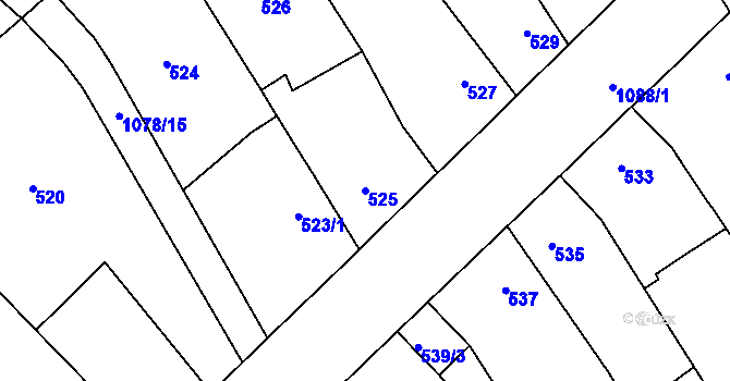 Parcela st. 525 v KÚ Chudčice, Katastrální mapa