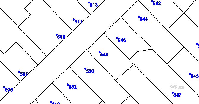 Parcela st. 548 v KÚ Chudčice, Katastrální mapa