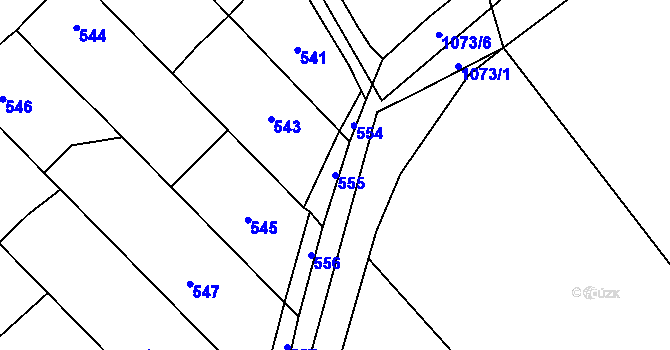 Parcela st. 555 v KÚ Chudčice, Katastrální mapa