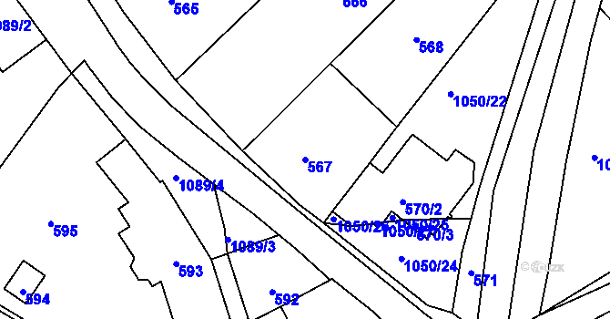 Parcela st. 567 v KÚ Chudčice, Katastrální mapa
