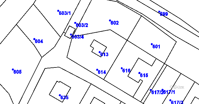 Parcela st. 613 v KÚ Chudčice, Katastrální mapa